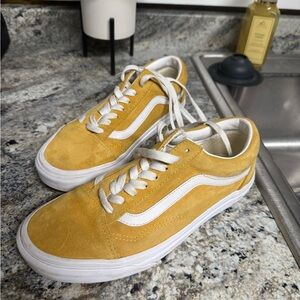 VAN’S  Gold and White Suede Sneakers